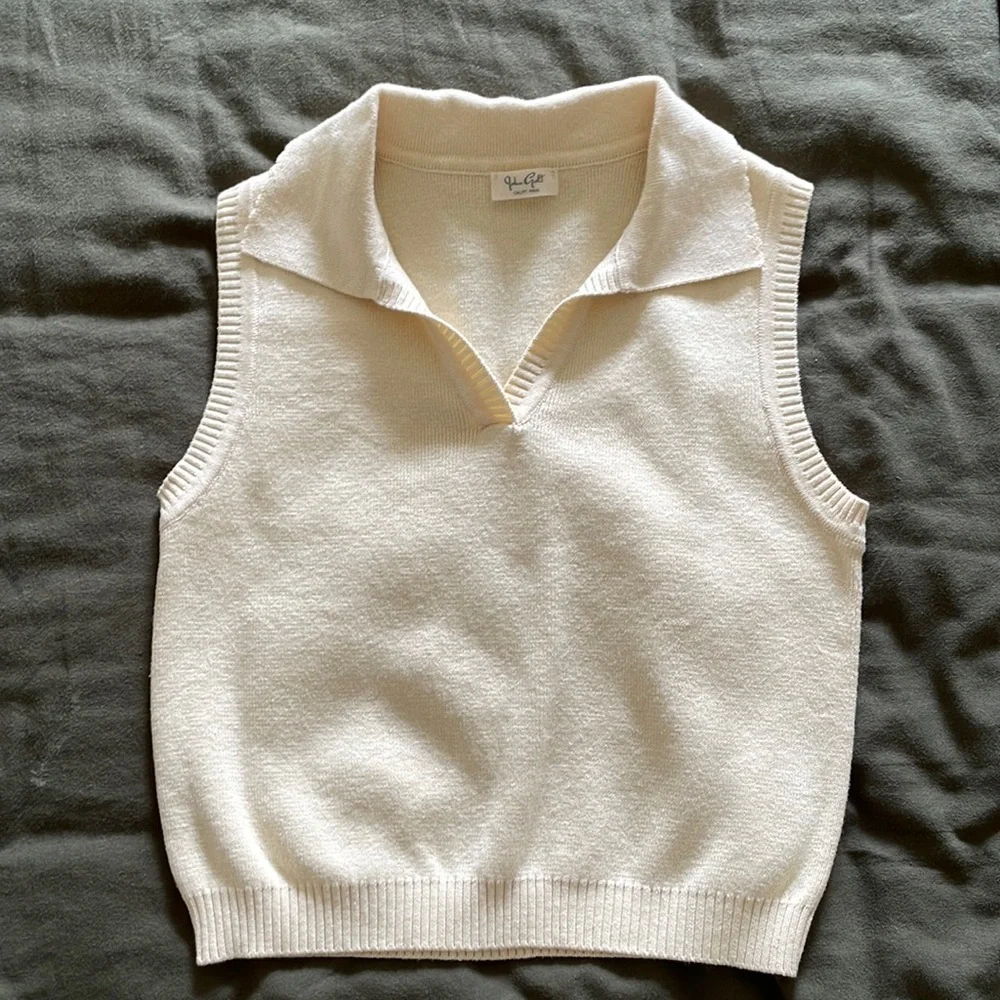 John Galt Cropped Polo Sweater Tank - Picture 2 of 5